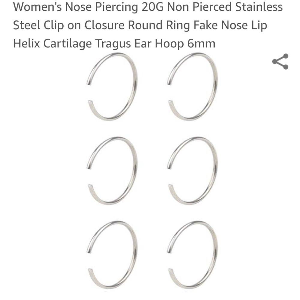 6 fake piercing hoops